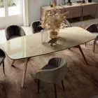 Masă fixă în formă de butoi cu bază de frasin din nuc Canaletto Fabricată în Italia - Nord Viadurini