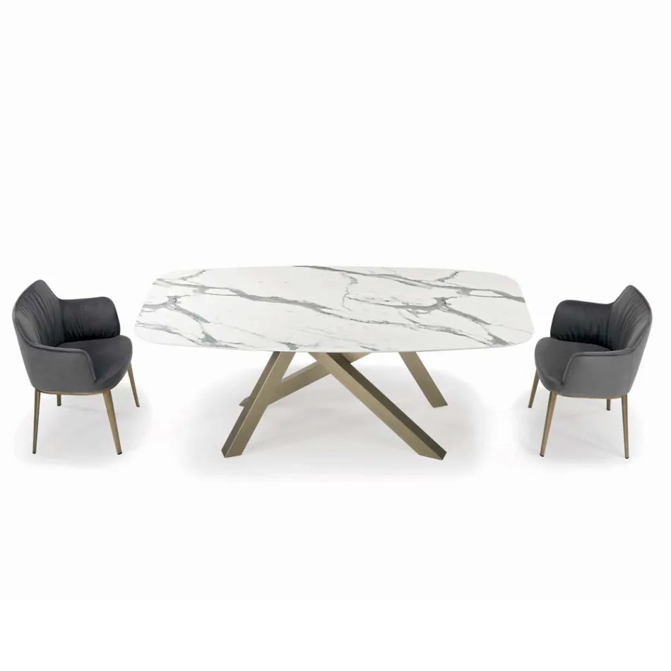 Masă fixă tip butoi cu blat laminat Made in Italy - Settimmio Viadurini