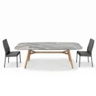 Masa fixa in forma de butoi din ceramica si lemn de frasin Made in Italy - Nord Viadurini