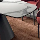 Masa Fixa cu Baza din Otel Negru si Blat Laminat Made in Italy - Ochelari Viadurini