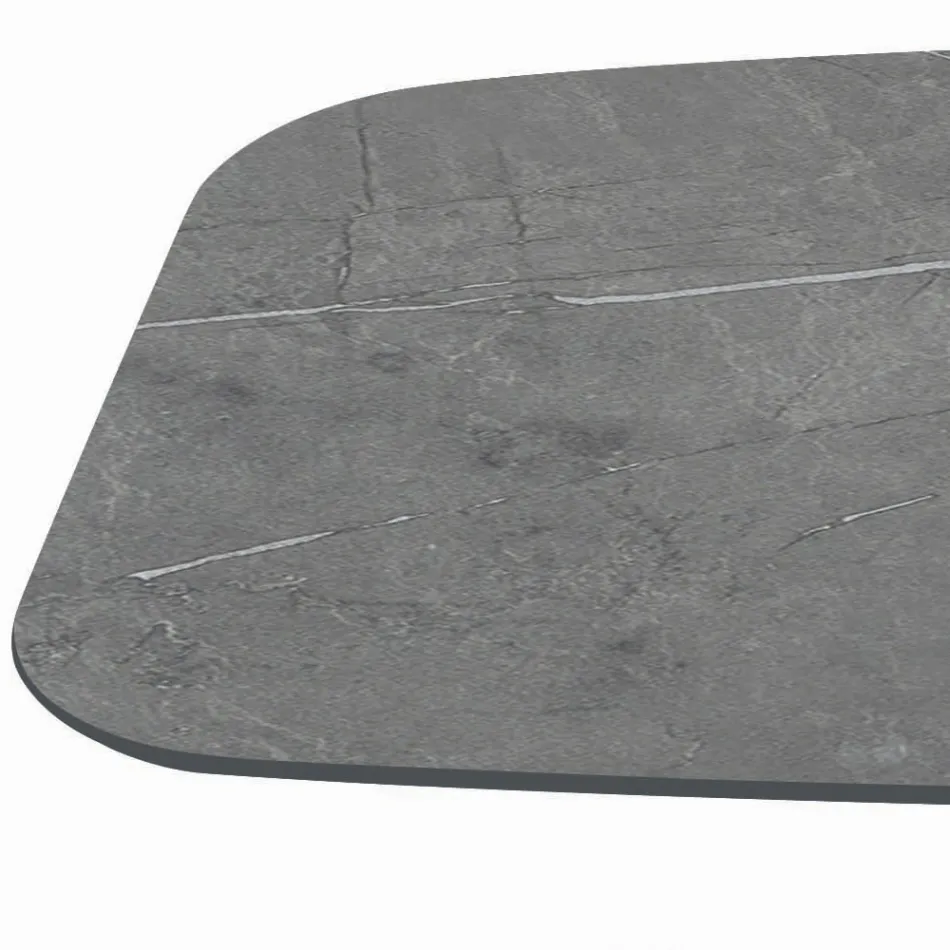 Masa Fixa cu Baza din Otel Negru si Blat Laminat Made in Italy - Ochelari Viadurini