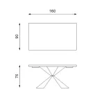 Masa fixa cu baza metalica si blat din stejar furniruit - bleumarin Viadurini