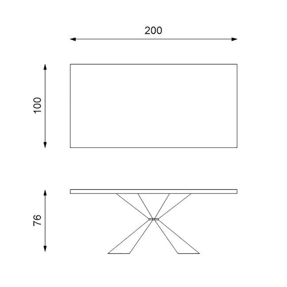 Masa fixa cu baza metalica si blat din stejar furniruit - bleumarin Viadurini