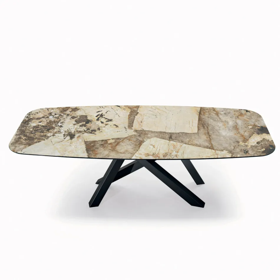 Masa Fixa cu Blat In Forma de Butoi din Ceramica Made in Italy - Settimmio Viadurini