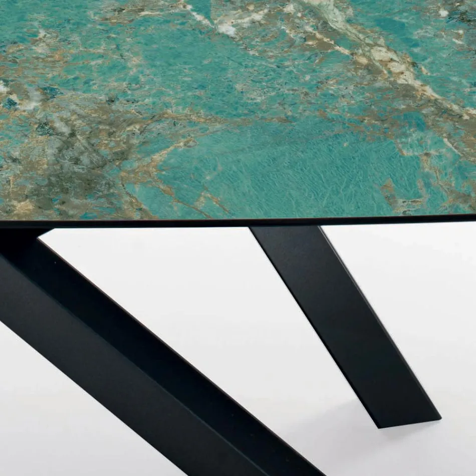 Masa Fixa cu Blat In Forma de Butoi din Ceramica Made in Italy - Settimmio Viadurini