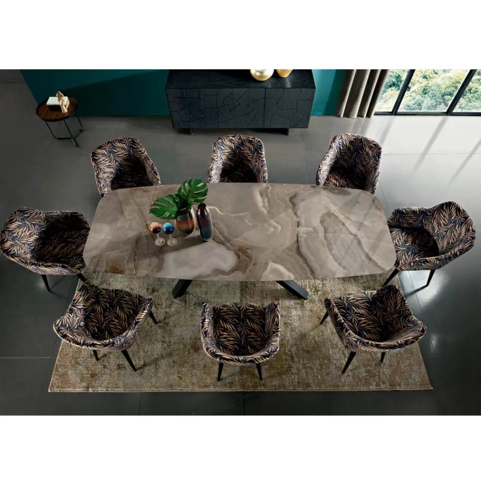 Masa Fixa cu Blat In Forma de Butoi din Ceramica Made in Italy - Settimmio Viadurini