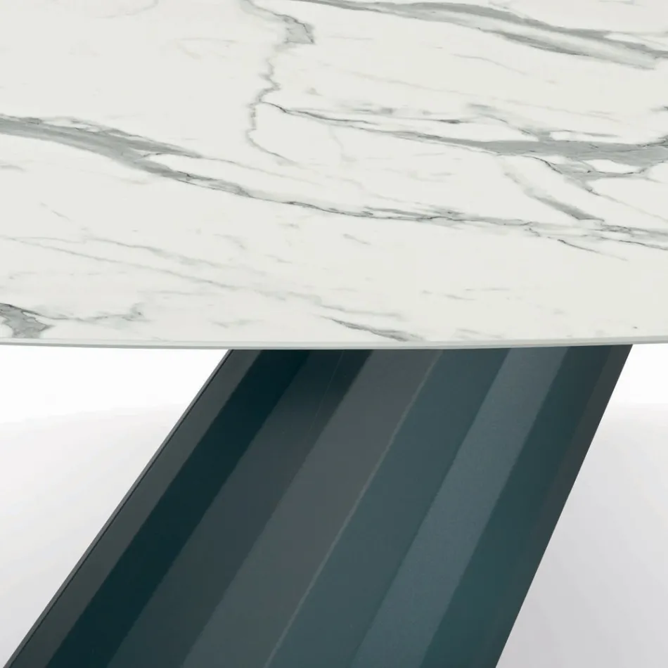 Masa fixa cu blat laminat in forma de butoi Made in Italy - Pantaloni Viadurini