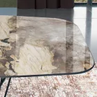 Masă fixă cu blat din ceramică și bază din oțel Made in Italy - Ezzellino Viadurini