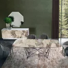 Masă fixă cu blat din ceramică și bază din oțel Made in Italy - Ezzellino Viadurini