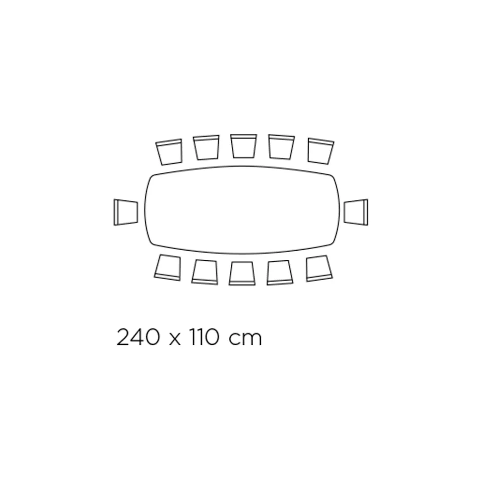 Masa fixa cu blat din sticla in forma de butoi si baza din otel Made in Italy - Ezzellino Viadurini