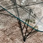 Masa fixa cu blat din sticla in forma de butoi si baza din otel Made in Italy - Ezzellino Viadurini