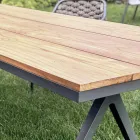 Masa Fixa Exterior 220x100 cm din Aluminiu si Teak Masi - Nara Viadurini