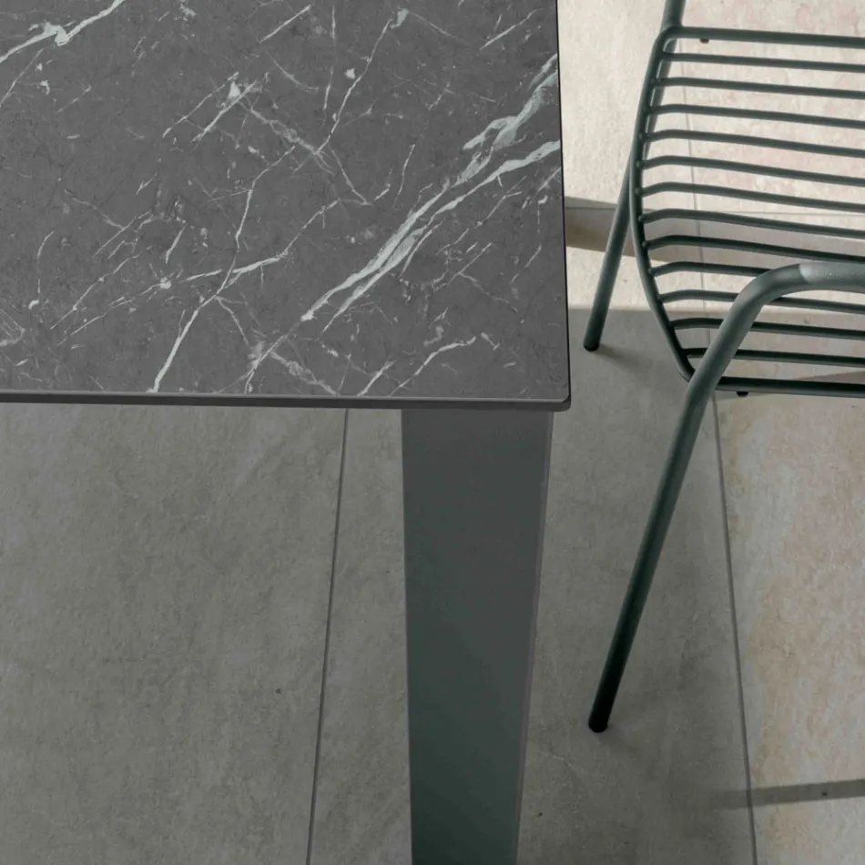 Masa fixa de exterior in Hpl Alicante si baza metalica Made in Italy - Carl Viadurini