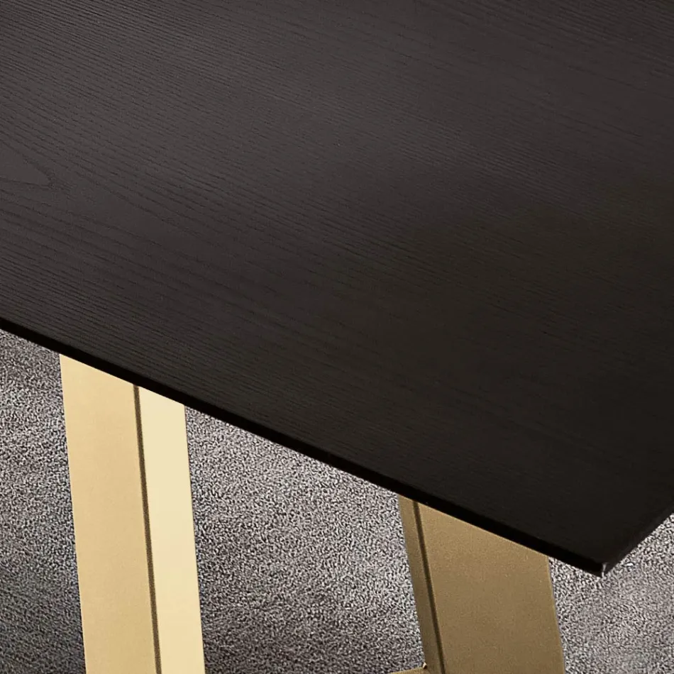 Masa fixa de sufragerie cu blat din lemn furniruit Made in Italy - Tecna Viadurini