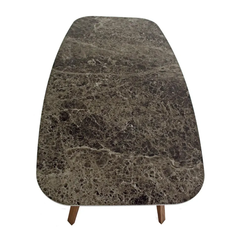 Masa fixa de sufragerie din ceramica Emperador lustruita Made in Italy - Nord Viadurini