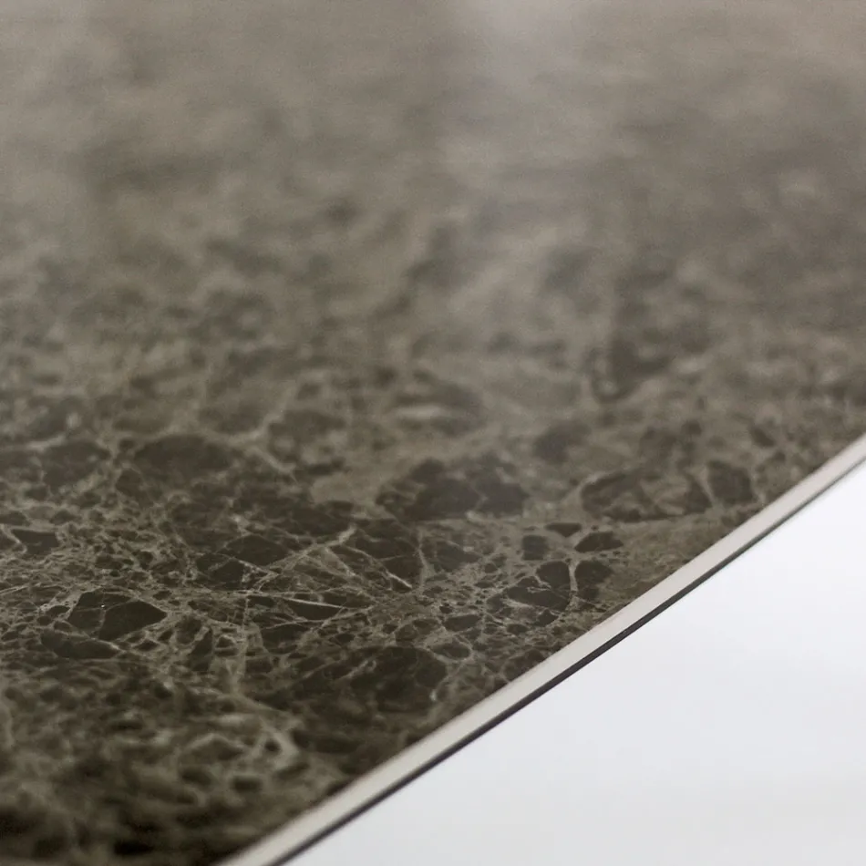 Masa fixa de sufragerie din ceramica Emperador lustruita Made in Italy - Nord Viadurini