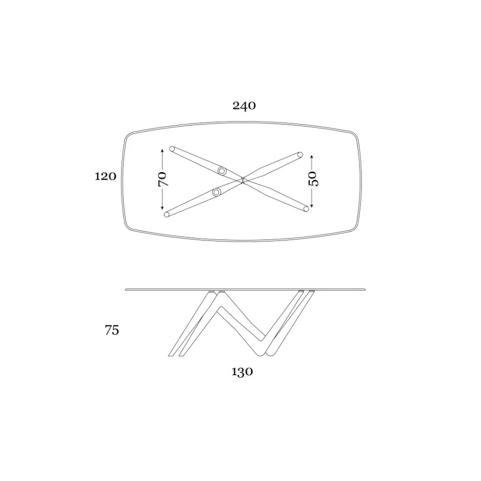 Masa de Sufragerie Fixa din Sticla si Poliuretan Rigid Made in Italy - Lavanda Viadurini