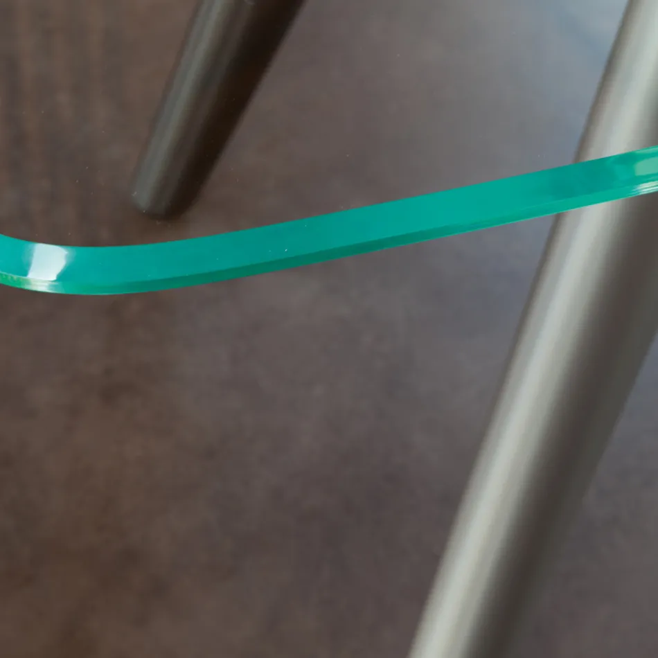 Masa de Sufragerie Fixa din Sticla si Poliuretan Rigid Made in Italy - Lavanda Viadurini