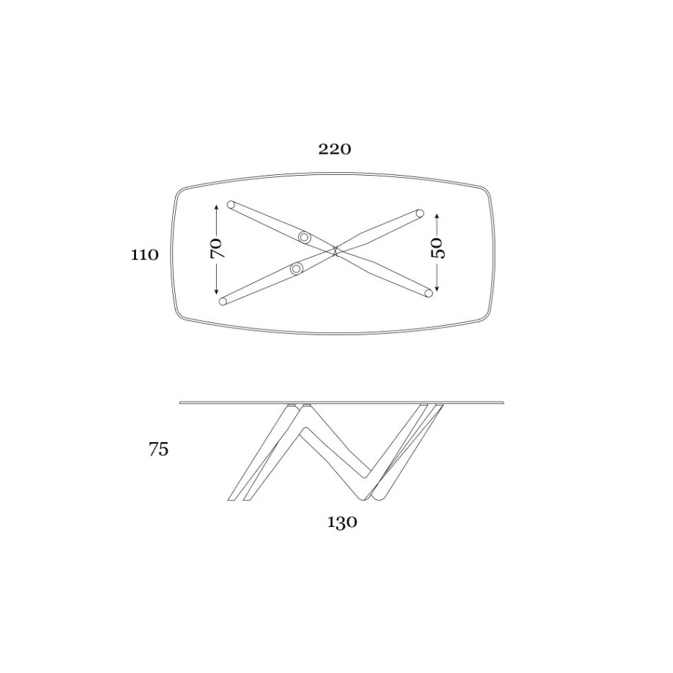 Masa de Sufragerie Fixa din Sticla si Poliuretan Rigid Made in Italy - Lavanda Viadurini