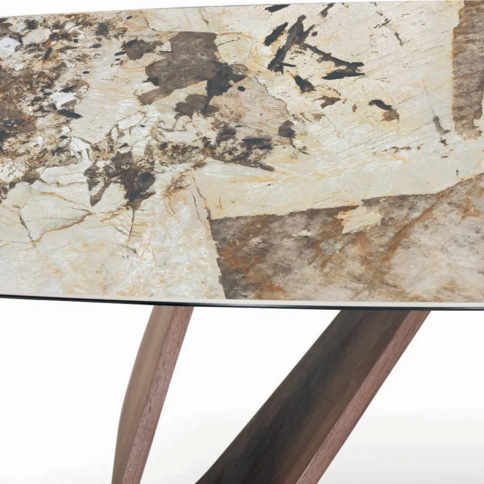 Masa fixa de living cu baza din lemn Made in Italy - Equatore Viadurini