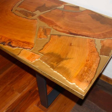 tabelul de proiectare fixe de lemn dreptunghiular si rasina made in Italy Jam Viadurini