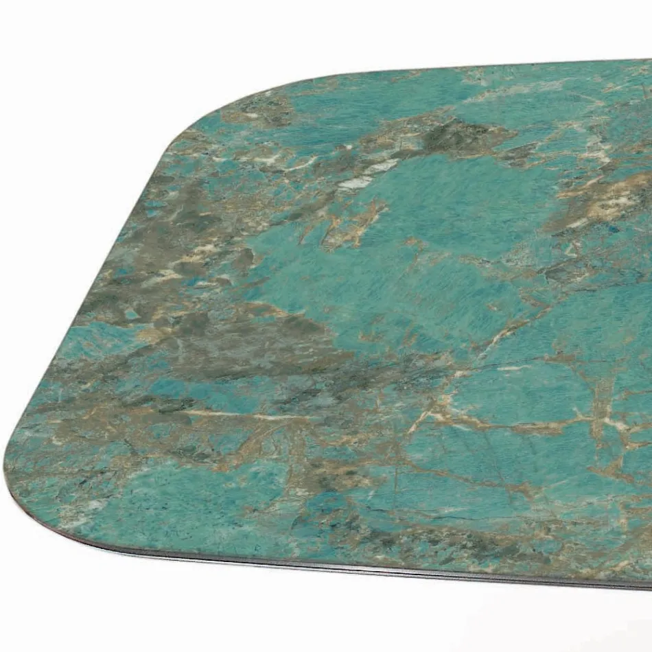 Masa Fixa din Ceramica Amazonite Lustruita Made in Italy - Grotta Viadurini