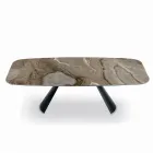 Masa Fixa din Ceramica si Baza din Otel Vopsit Negru Made in Italy - Ochelari Viadurini