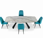 Masa Fixa din Ceramica si Baza din Otel Vopsit Negru Made in Italy - Ochelari Viadurini