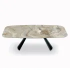 Masa Fixa din Ceramica si Baza din Otel Vopsit Negru Made in Italy - Ochelari Viadurini