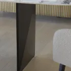 Masă fixă din metal și blat ceramic Arabesque lucios - Eronte Viadurini