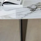 Masă fixă din metal și blat ceramic Arabesque lucios - Eronte Viadurini