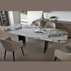 Masă fixă din metal și blat ceramic Arabesque lucios - Eronte Viadurini