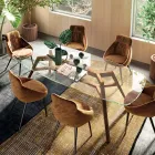 Masa Fixa din Sticla Extraclara si Frasin Made in Italy - Nord Viadurini