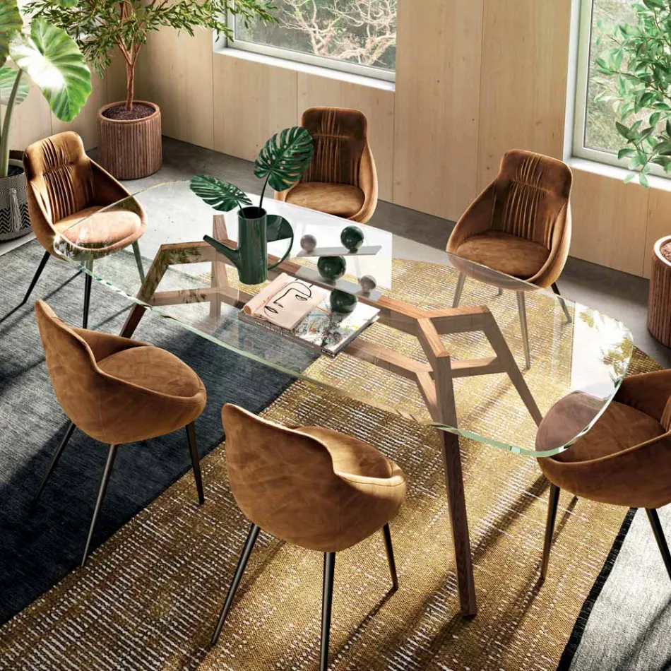 Masa Fixa din Sticla Extraclara si Frasin Made in Italy - Nord Viadurini