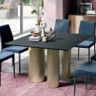 Masa Patrata Fixa din Laminat si Otel Made in Italy - Foarfece Viadurini