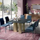 Masa Patrata Fixa din Laminat si Otel Made in Italy - Foarfece Viadurini