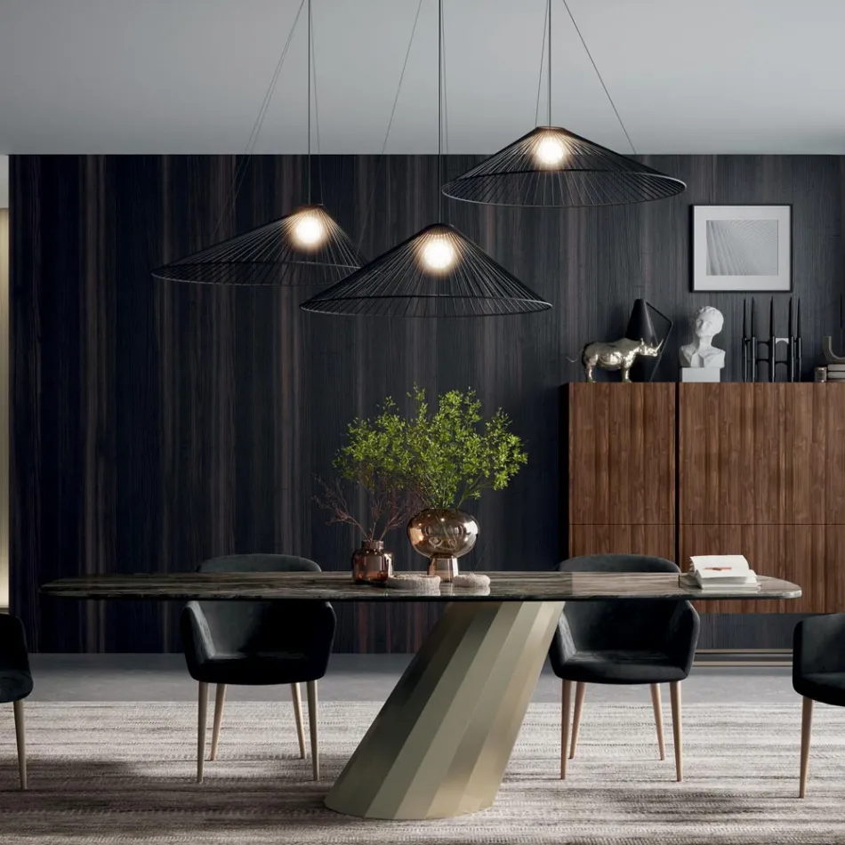 Masa Fixa Dreptunghiulara din Otel si Ceramica Made in Italy - Pantaloni Viadurini