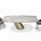 Masa Fixa Dreptunghiulara din Otel si Ceramica Made in Italy - Pantaloni Viadurini