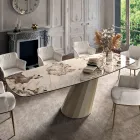 Masa Fixa Dreptunghiulara din Otel si Ceramica Made in Italy - Pantaloni Viadurini