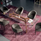 Masă dreptunghiulară fixă din sticlă extraclară și frasin Made in Italy - Nord Viadurini