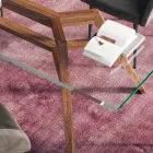 Masă dreptunghiulară fixă din sticlă extraclară și frasin Made in Italy - Nord Viadurini