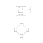 Masă rotundă fixă pentru patru persoane cu bază din MDF și sticlă opacă - Lumen Viadurini