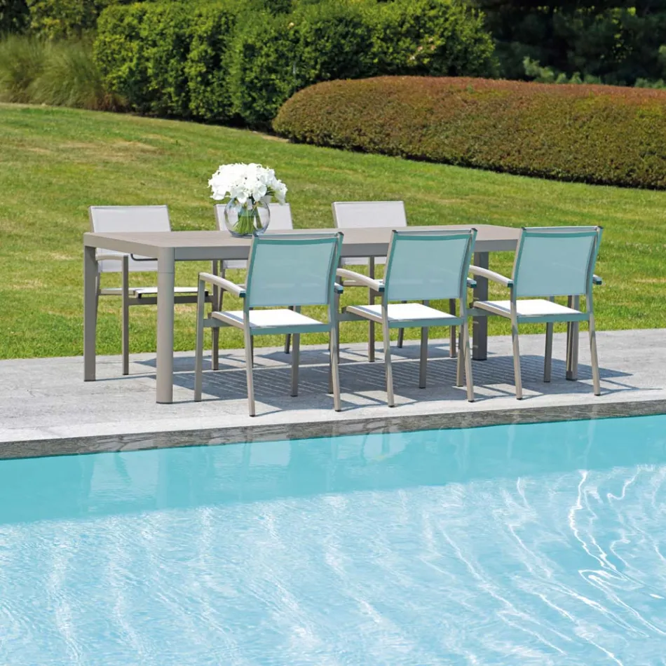 Masa de gradina extensibila pana la 240 cm cu structura din aluminiu - Geoffroy Viadurini