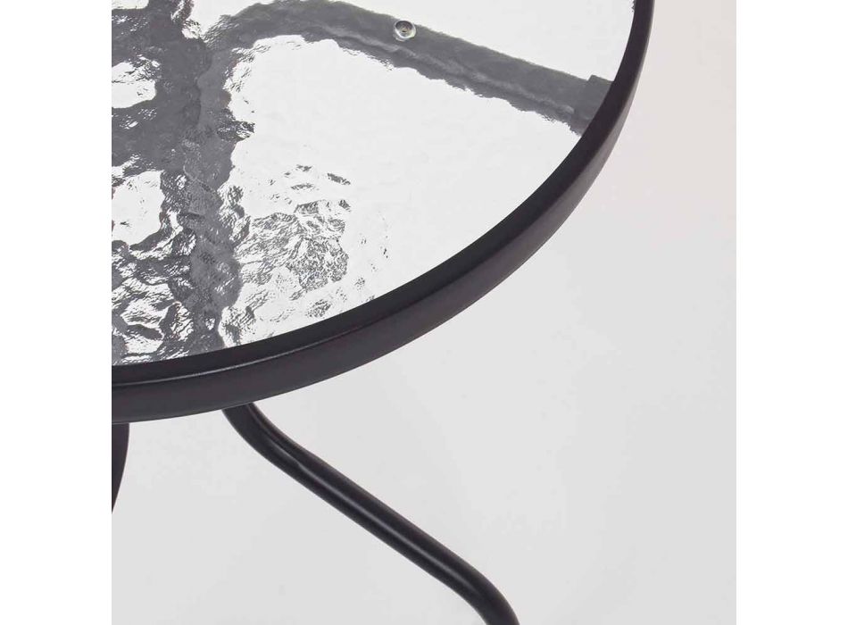 Masă de oțel de grădină cu top rotund din sticlă Design elegant - Purizia Viadurini