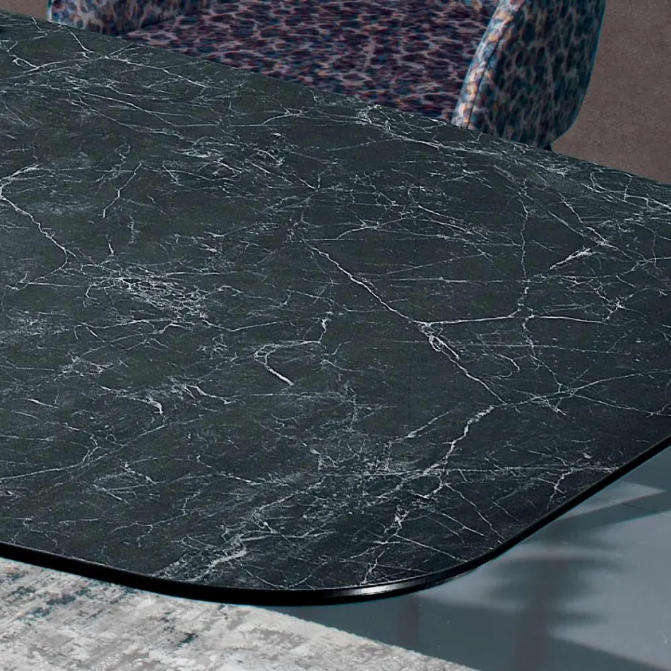 Masa din ceramica neagra greaca lustruita fabricata in Italia - Grotta Viadurini