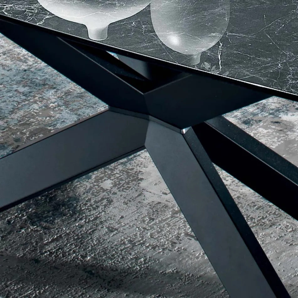 Masa din ceramica neagra greaca lustruita fabricata in Italia - Grotta Viadurini