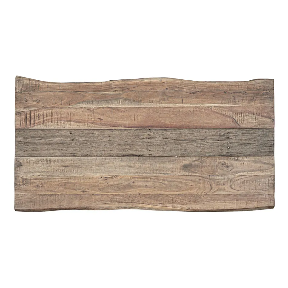 Masa din Lemn de Salcam cu Insert Reciclat si Otel Homemotion - Zalma Viadurini