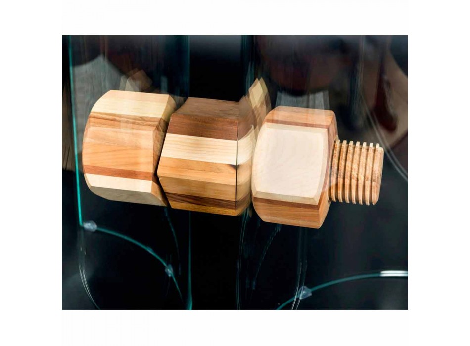 în tabelul de lemn de măsline și sticlă Portofino formă pătrată Viadurini
