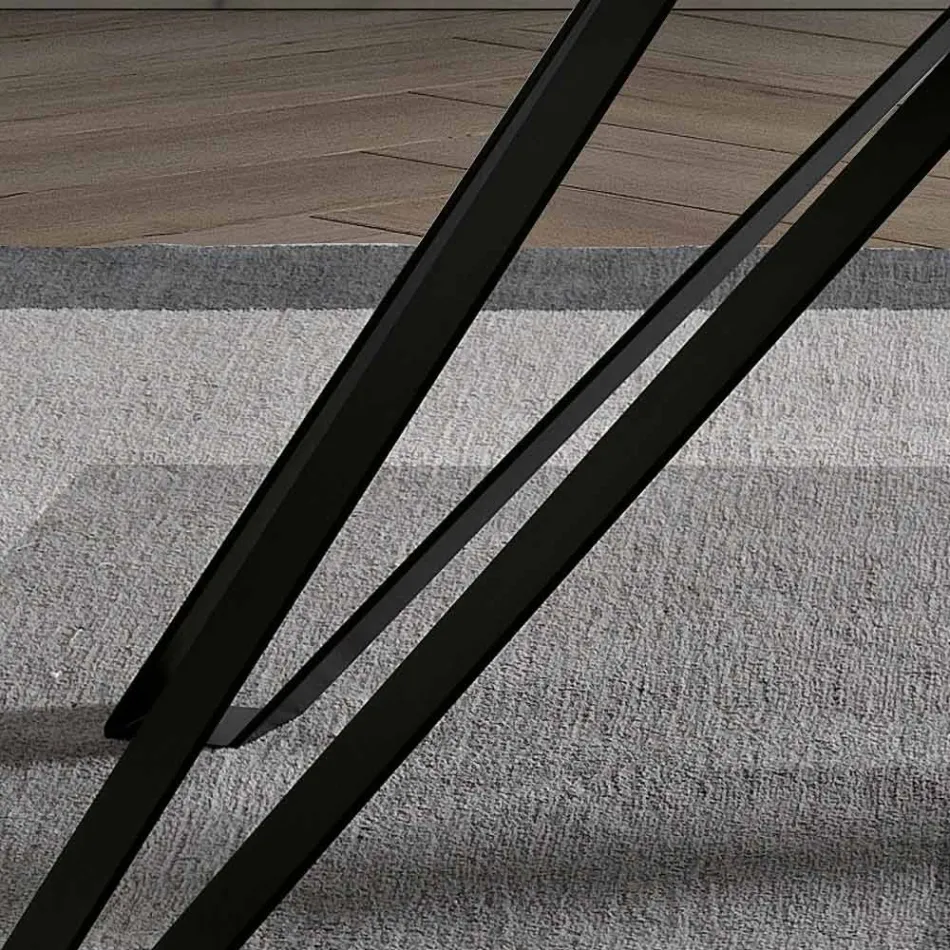 Masa din furnir de frasin carbune si metal Made in Italy - Meluso Viadurini