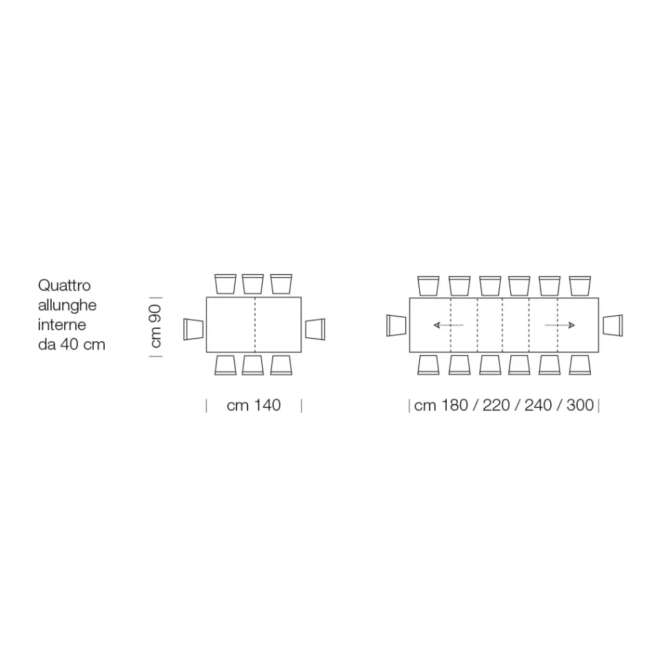 Masa extensibila din lemn laminat pana la 470 cm Made in Italy – Gordito Viadurini